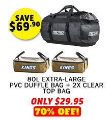 80L Extra-Large PVC Duffle Bag + 2 x Clear Top Bag