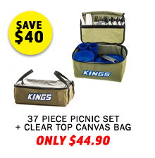 37 Piece Picnic Set + Clear Top Canvas Bag