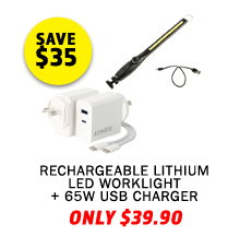 Rechargeable Lithium LED Worklight + 65W USB Charger