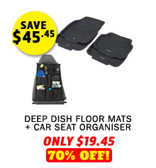Deep Dish Floor Mats (4 Pack) + Car Seat Organiser