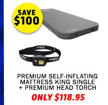 Premium Self-Inflating Mattress King Single + Premium Head Torch