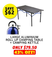 Large Aluminium Roll Up Camping Table + Camping Kettle