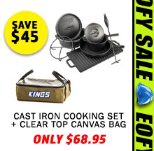 Cast Iron Cooking Set + Clear Top Canvas Bag
