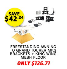 Freestanding Awning to Grand Tourer MK3 Brackets + 270 King Wing Awning - Mesh Floor