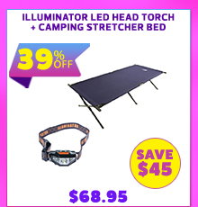 Illuminator LED Head Torch + Camping Stretcher Bed