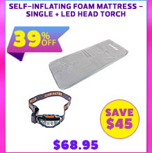 Self-Inflating Foam Mattress - Single + LED Head Torch