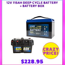 12V 115Ah Deep Cycle Battery + Battery Box
