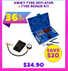 Kwiky Tyre Deflator + Tyre Repair Kit