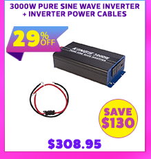 3000W Pure Sine Wave Inverter + Inverter Power Cables