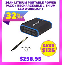 36Ah Lithium Portable Power Pack + Rechargeable Lithium LED Worklight