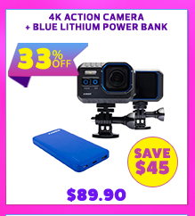 4K Action Camera + Blue Lithium Power Bank