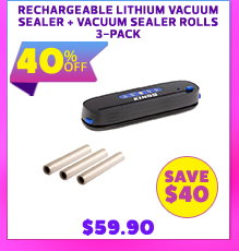 Rechargeable Lithium Vacuum Sealer + Vacuum Sealer Rolls 3-Pack