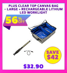 Plus Clear Top Canvas Bag - Large + Rechargeable Lithium LED Worklight