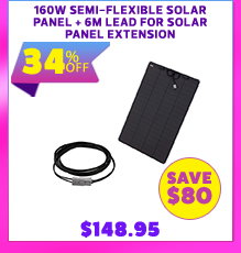 160W Semi-Flexible Solar Panel + 6m Lead For Solar Panel Extension