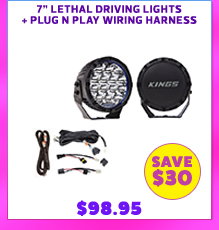 7 Lethal driving lights + Plug N Play Wiring Harness