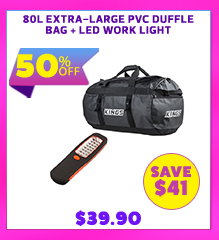 80L Extra-Large PVC Duffle Bag + LED Work Light
