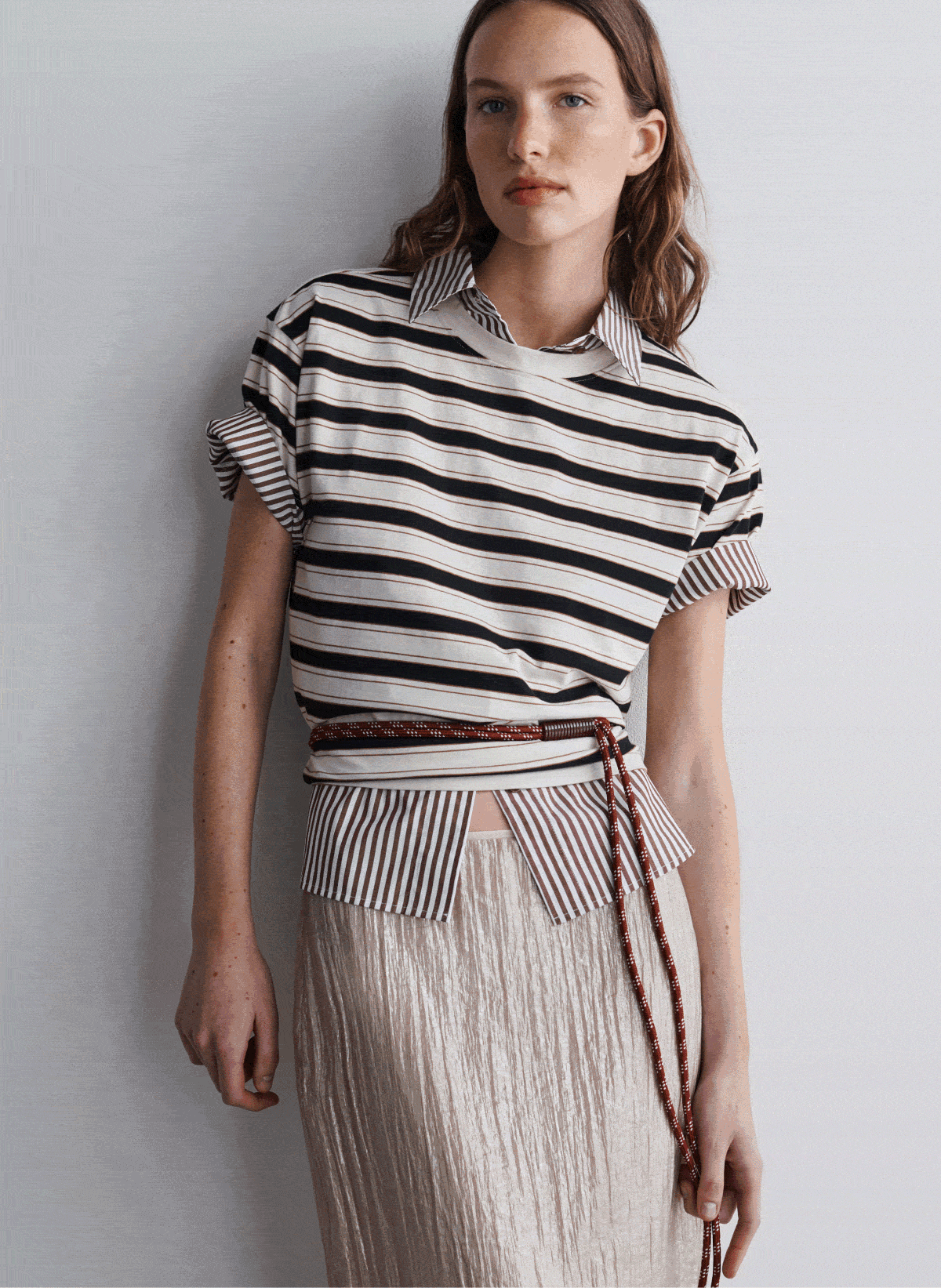 Layered stripes, delicate knits, taffeta pants, and more just arrived