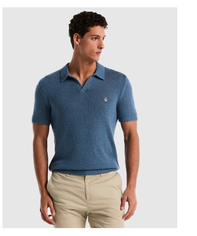 Shop Slub Johnny Collar Sweater Polo