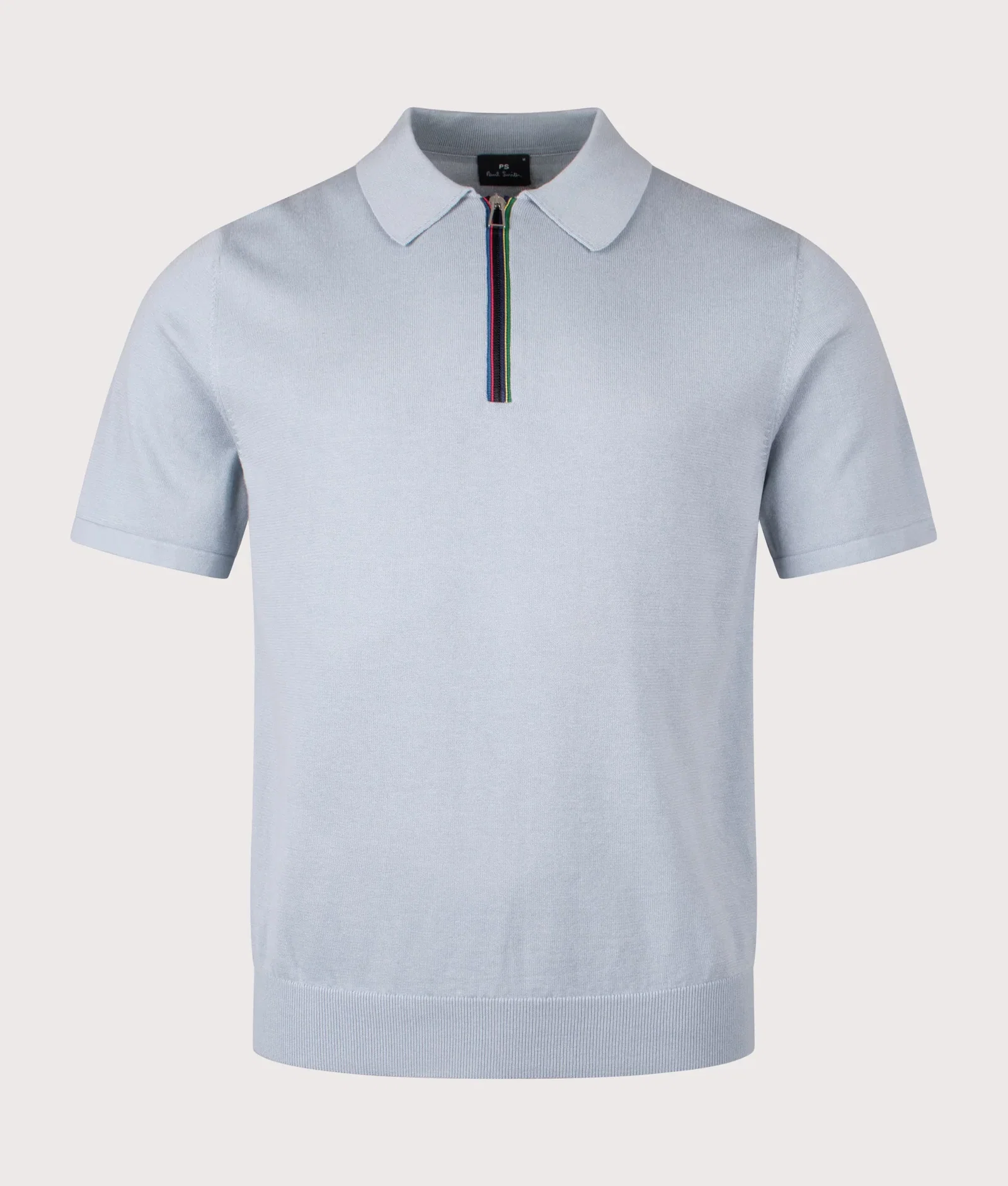 Regular Fit Sport Stripe Zip Knitted Cotton Polo Shirt