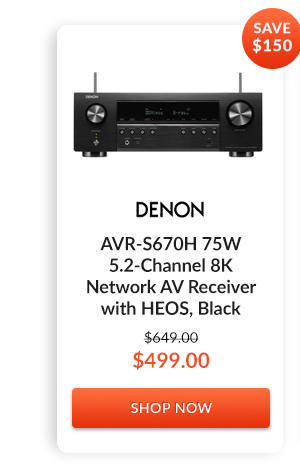 Denon AVR-S670H 75W 5.2-Channel 8K Network AV Receiver with HEOS, Black