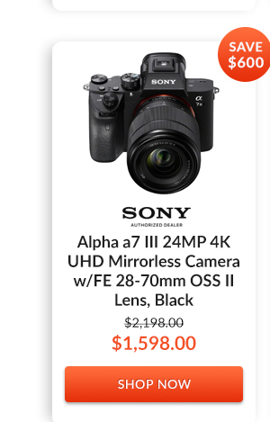 Sony Alpha a7 III 24MP 4K UHD Mirrorless Camera w/FE 28-70mm OSS II Lens, Black
