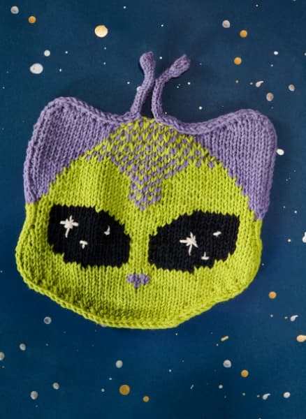 Free Lily Purr-anormal Activity Alien Cat Knit Dishcloth Pattern