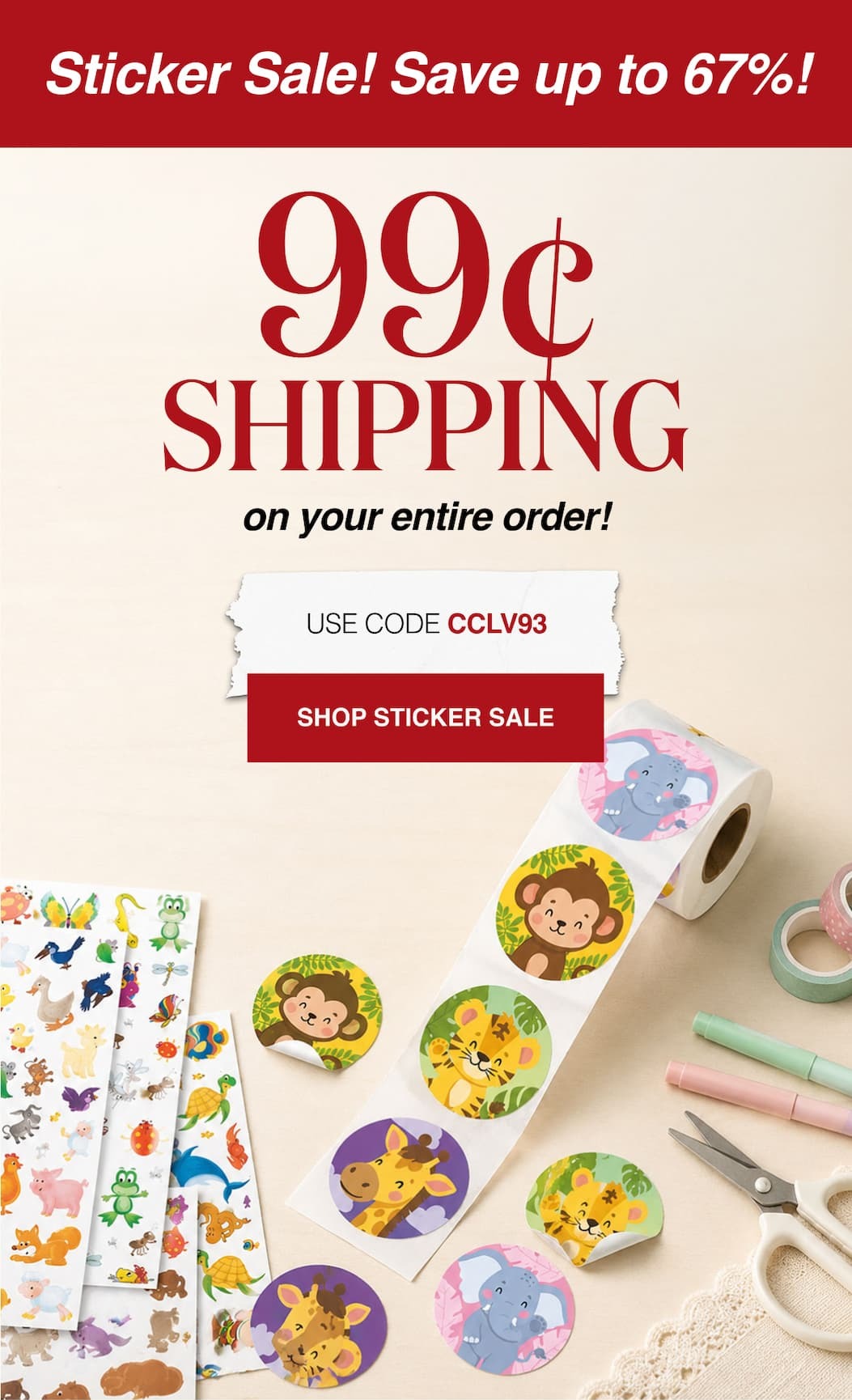Sticker Sale 99¢ Shipping on your entire order!