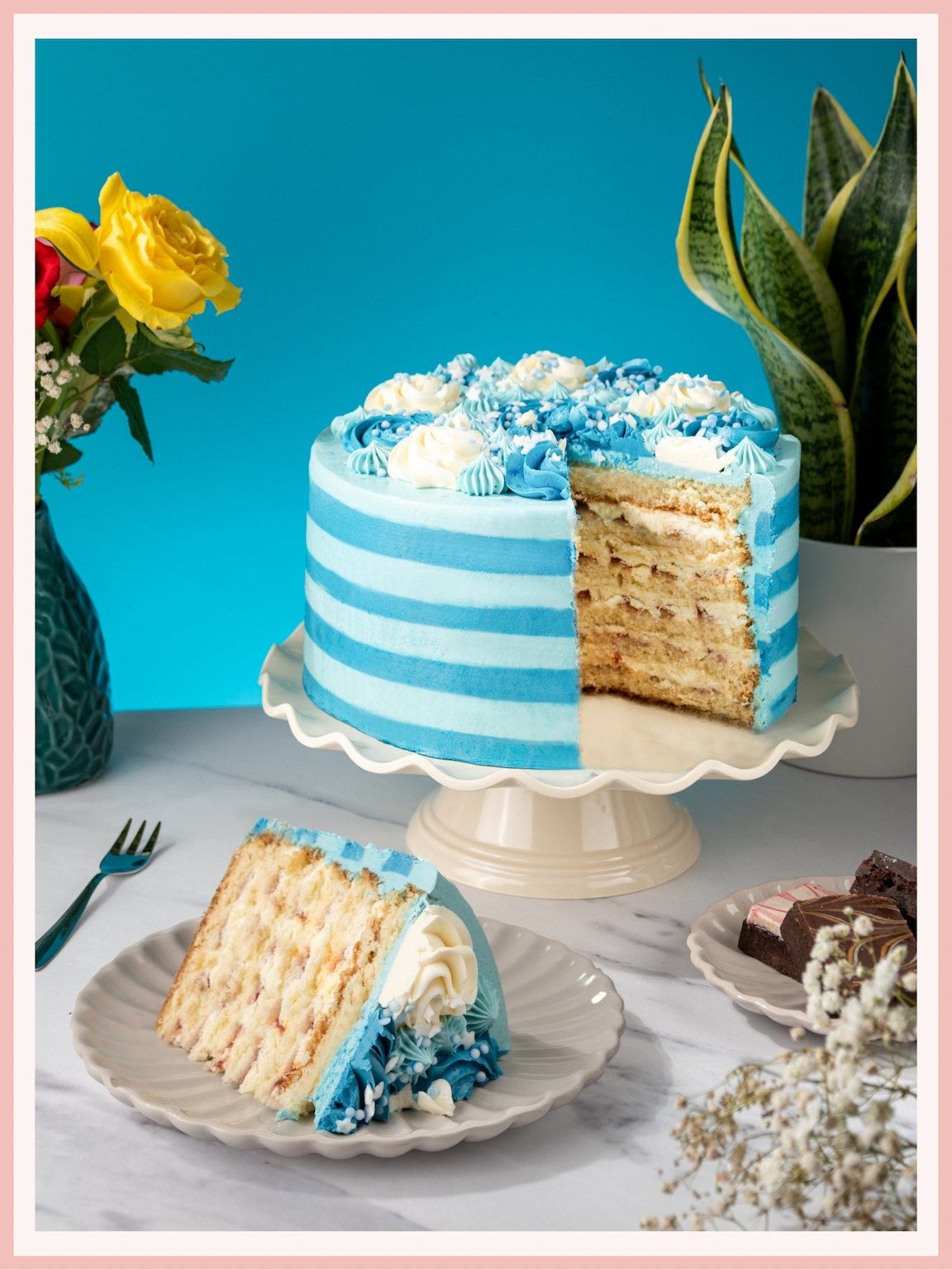 Blue Candy Stripe Gateau
