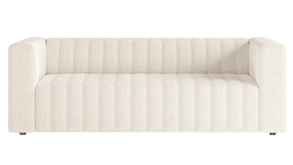 Parisa 3 Seater Tufted Boucle Sofa in Cream White
