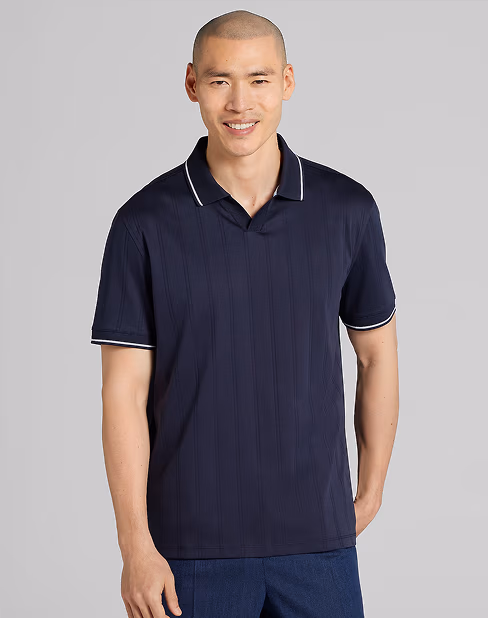 Joseph Abboud Modern Fit 100% Cotton Johnny Collar Polo