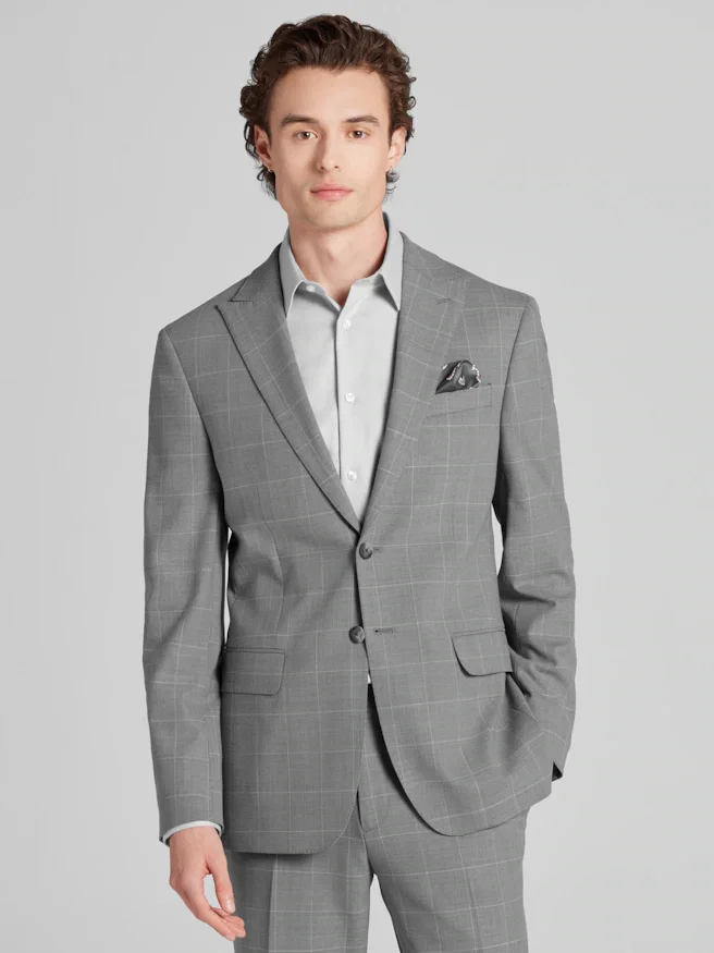Awearness Kenneth Cole CHILLFLEX Slim Fit Peak Lapel Windowpane Suit Jacket