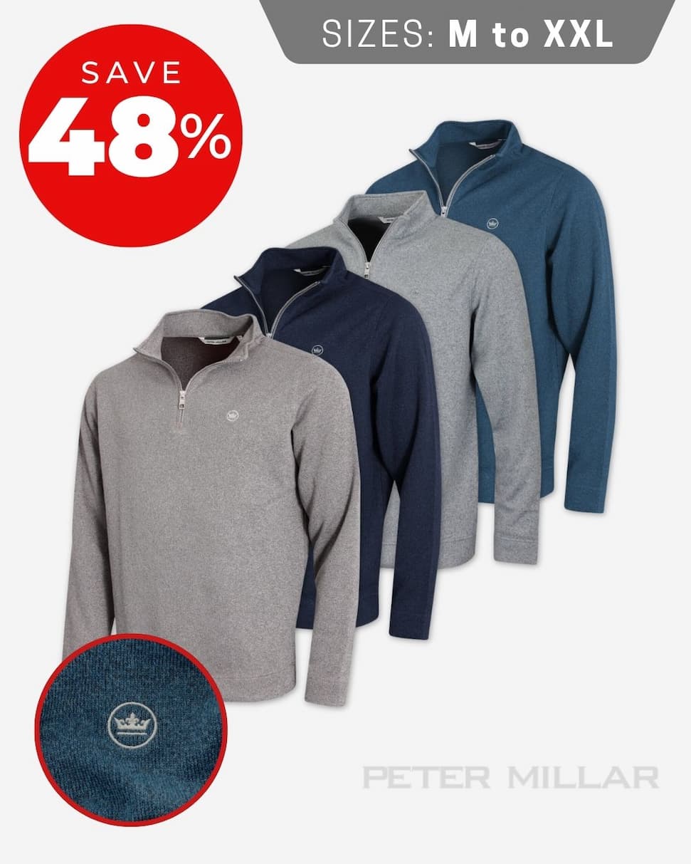 Peter Millar Mens Crown Fleece Stretch Lightweight Quarter-Zip Golf Sweater