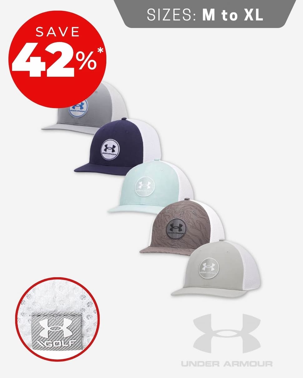 Under Armour Mens UA Drive Mid Iso-Chill Breathable Stretch Golf Cap