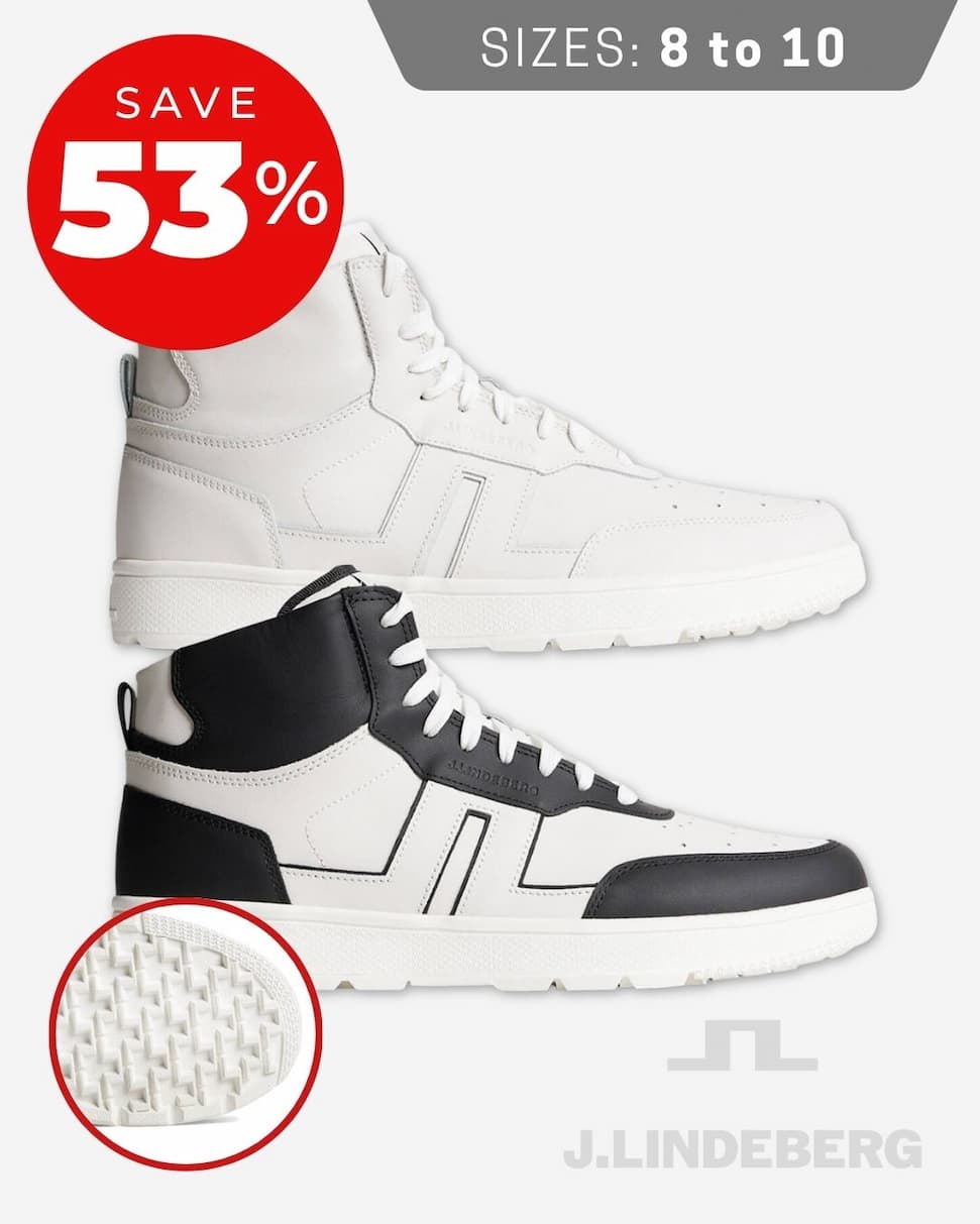 J.Lindeberg Mens Ace High-Top Leather Waterproof Laced Golf Shoes