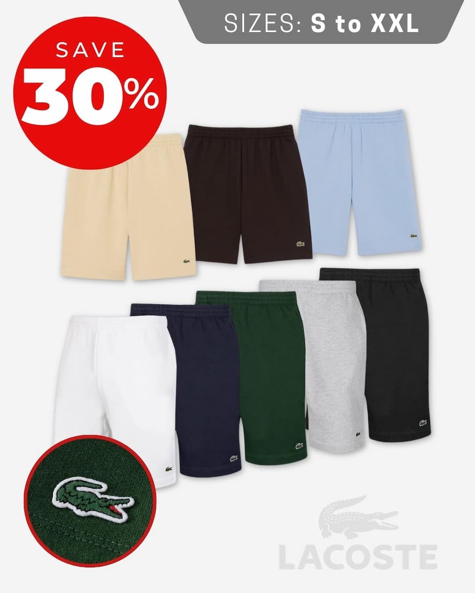 Lacoste Mens 2026 Drawcord Sustainable Brushed Fleece Golf Shorts