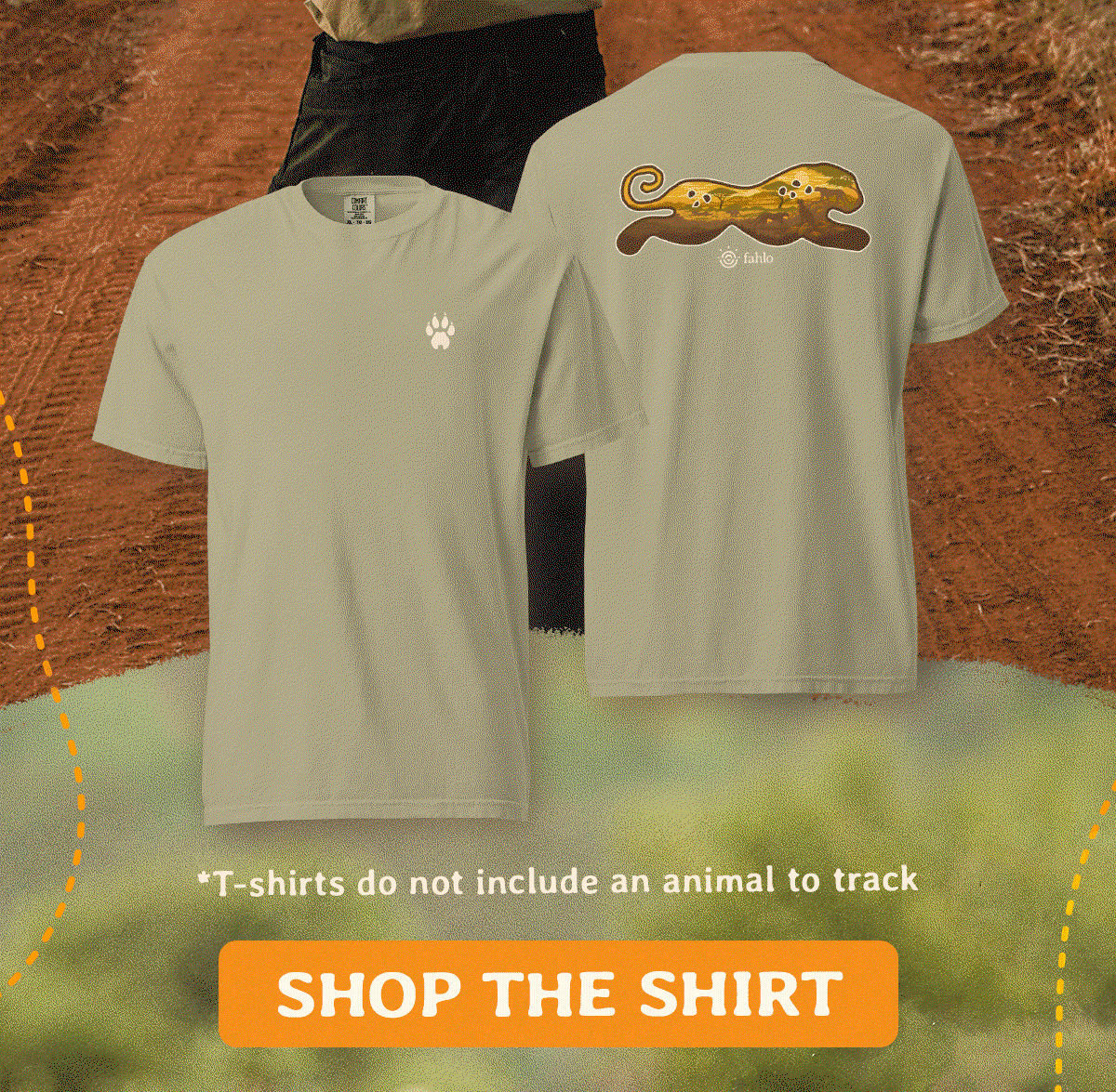 Snag the limited edition cheetah t-shirt and wear your support for wildlife conservation everywhere you go. Please note that t-shirts do not include an animal to track.