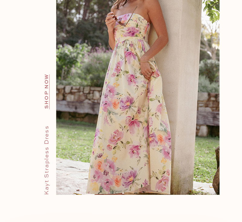 Kayt Strapless Dress - Yellow Petunia