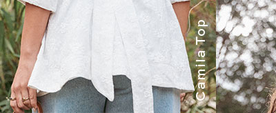 Camila Open Back Top - White Embroidery