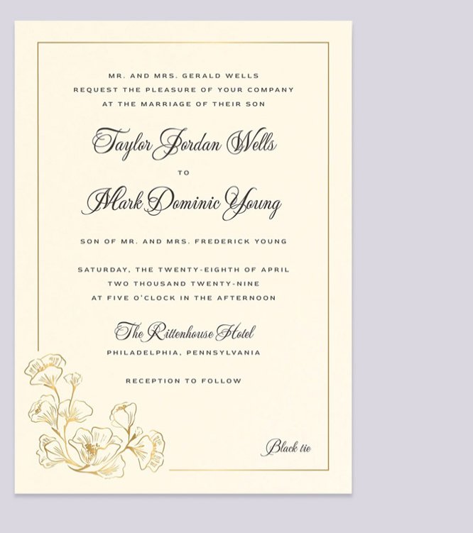 Vintage Magnolia Frame Foil Wedding Invitation