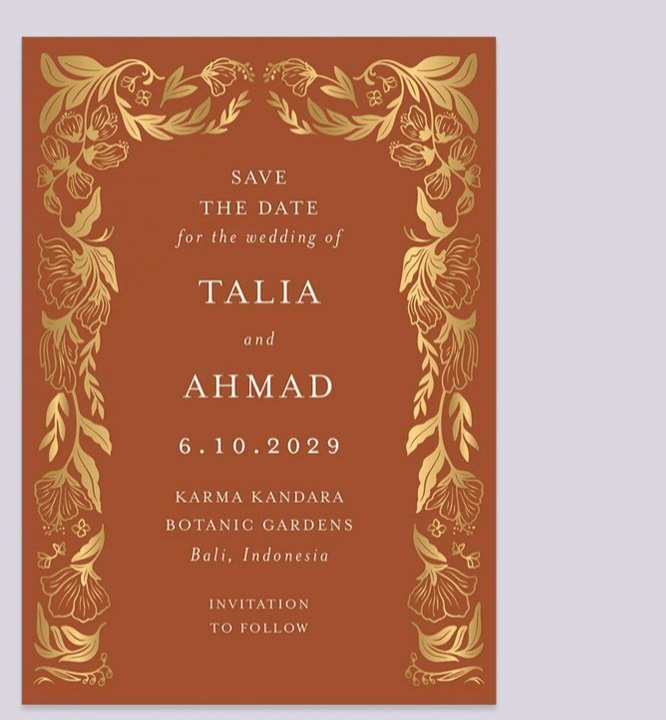 Bold Botanical Arch Foil Save the Date
