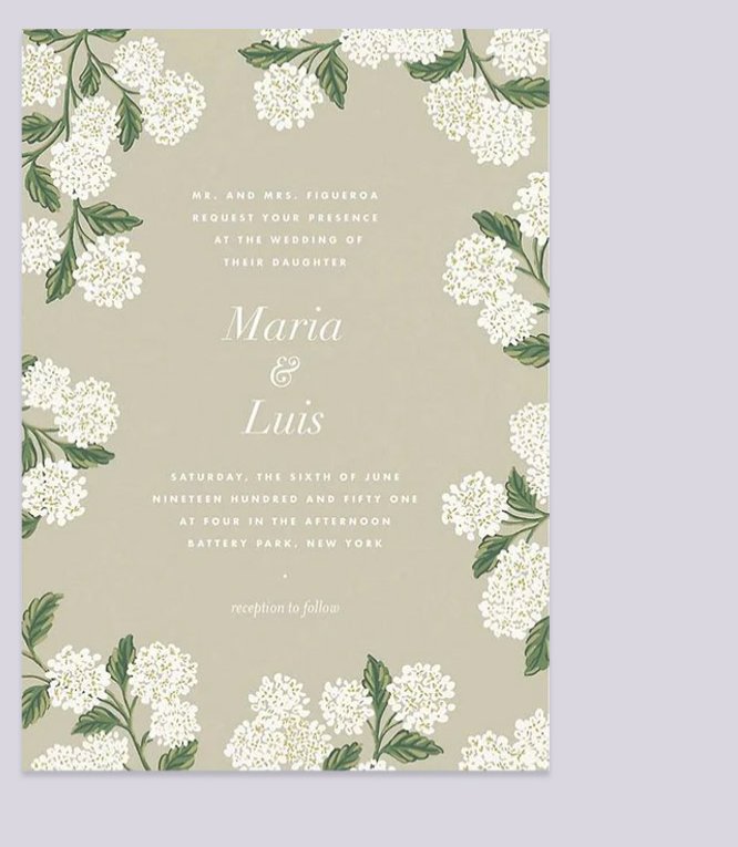 Framed Hydrangea Wedding Invitation