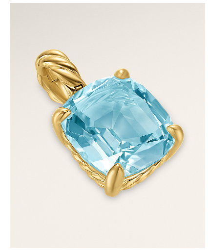 Marbella Pendant18K Yellow Gold with Sky Blue Topaz, 12mm