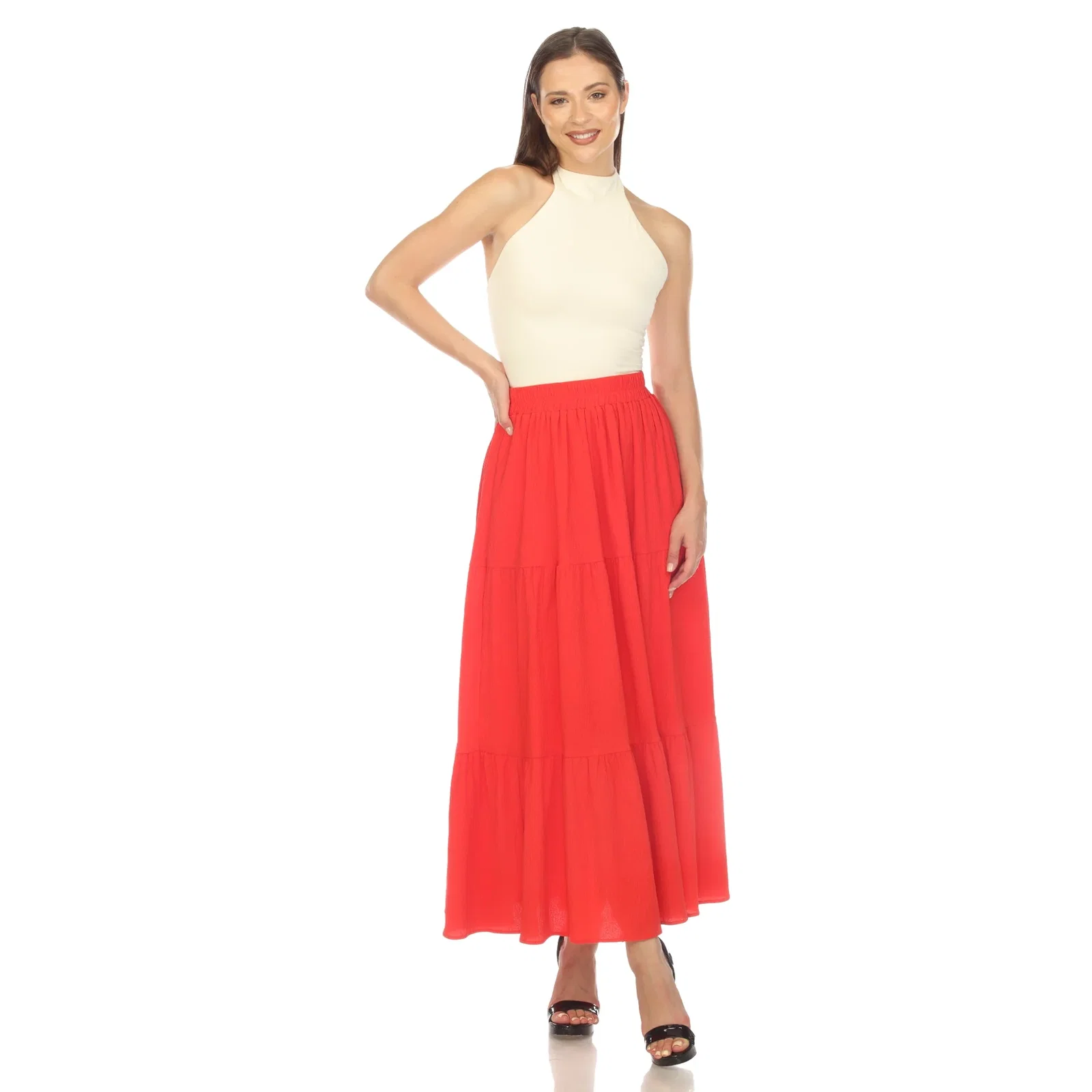 Image of Pleated Tiered Maxi Skirt