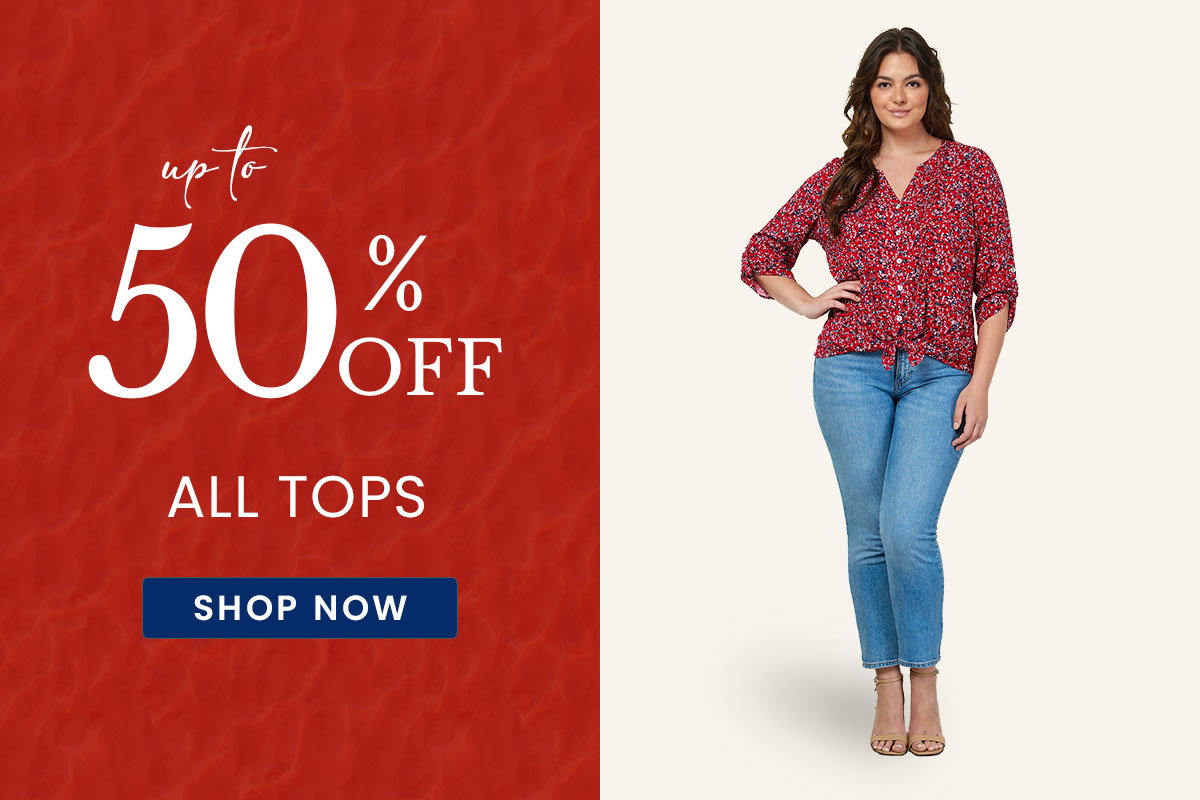 up to 50% off tops