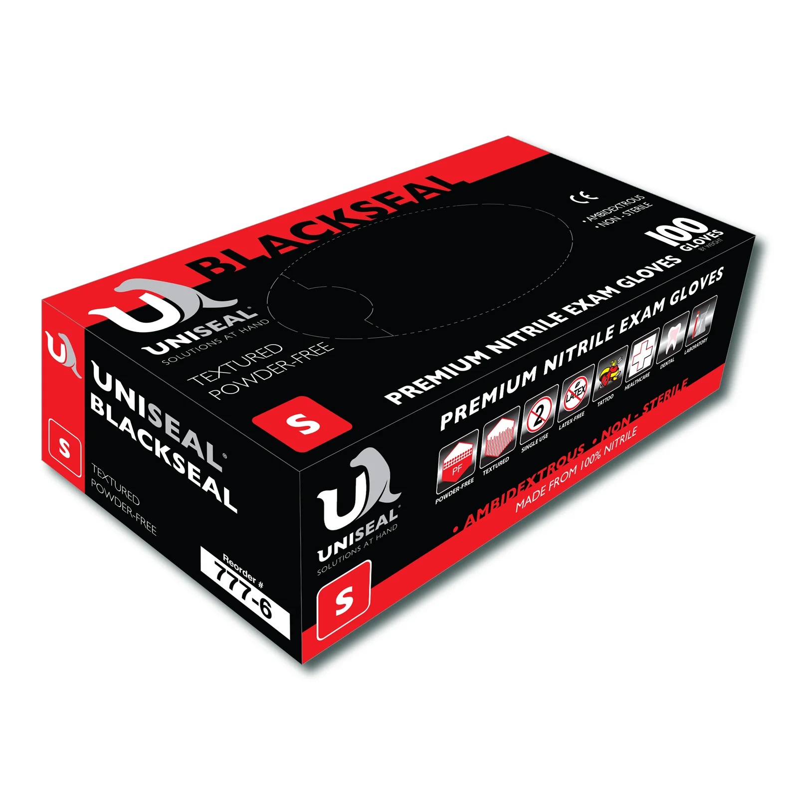 Image of Uniseal-Nitrile Exam Gloves - BlackSeal Powder-Free