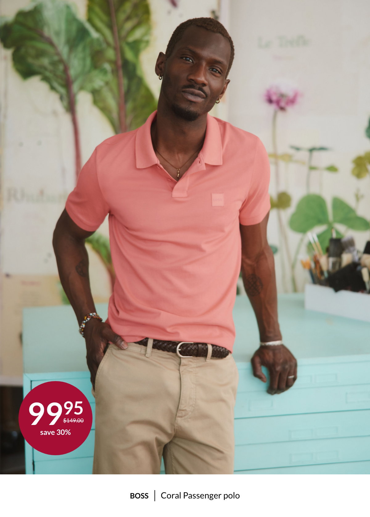 Coral Passenger polo by BOSS at 99.95$ instead of 149$.