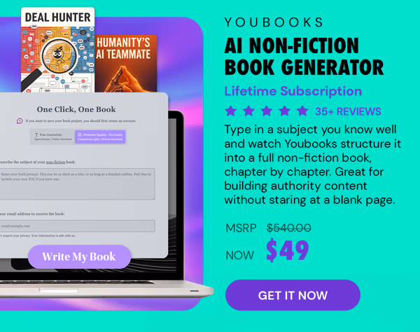 Youbooks AI Non-Fiction Book Generator: (Fan Plan) Lifetime Subscriptions