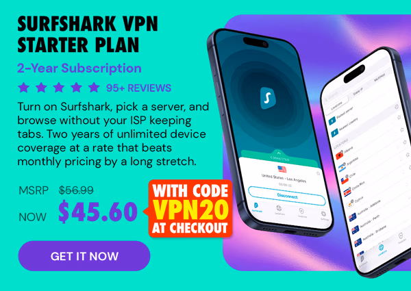 SurfShark VPN Starter Plan: 2-Yr Subscription