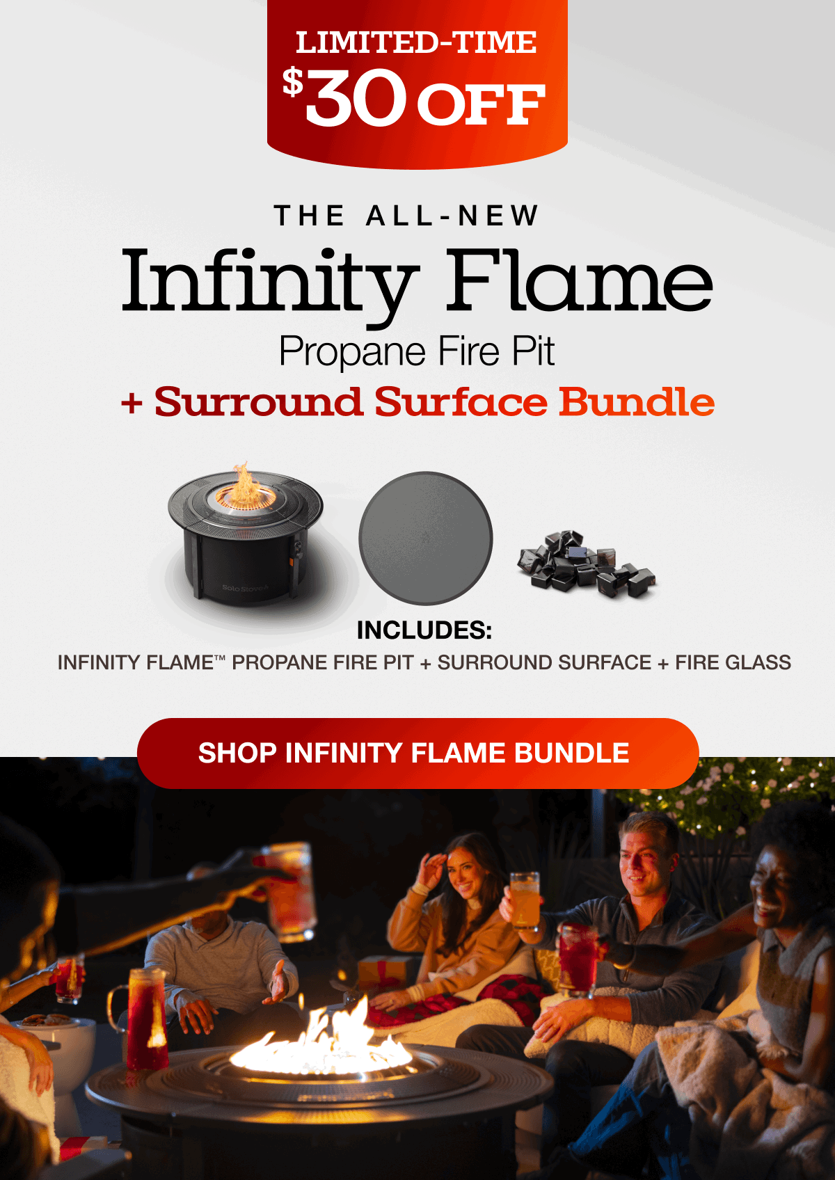Infinity Flame Propane Fire Pit + Surround Surface