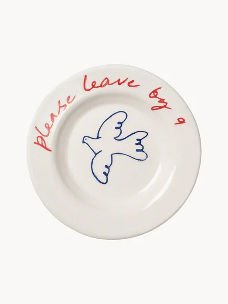 Plato de postre pintado a mano Bird